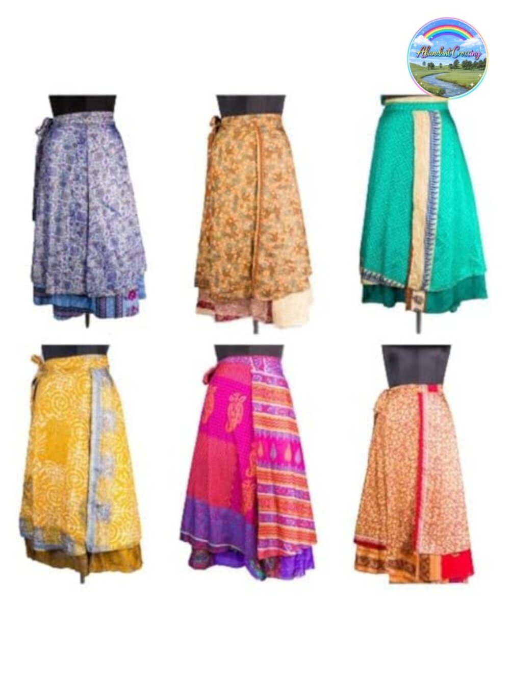 Long Silk Wrap Skirt Set Reversible Tie Closure Dance Yoga